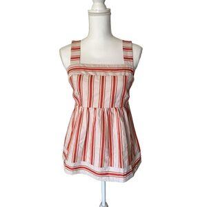 cabi Womens Tank Top Size S Striped Smocked Square Neck Casual Chic